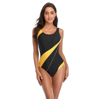 Women's Swimsuit - Slim Fit - Round Neck - Colorful Sporty Style - Nocini