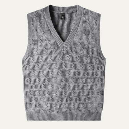 Cozy Men's Thick Cable Knit V Neck Sweater Vest - Nocini