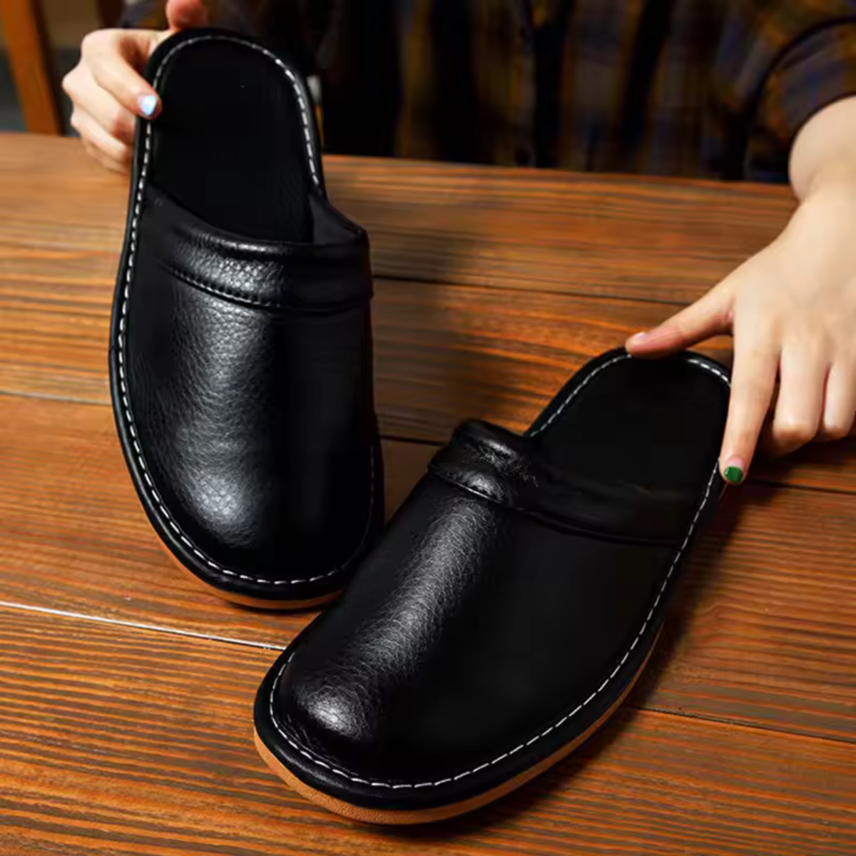 Comfortable Men's Genuine Leather Slipper Shoes Clogs - Nocini