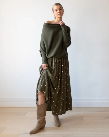 Feminine Knit Top with Bell Sleeve