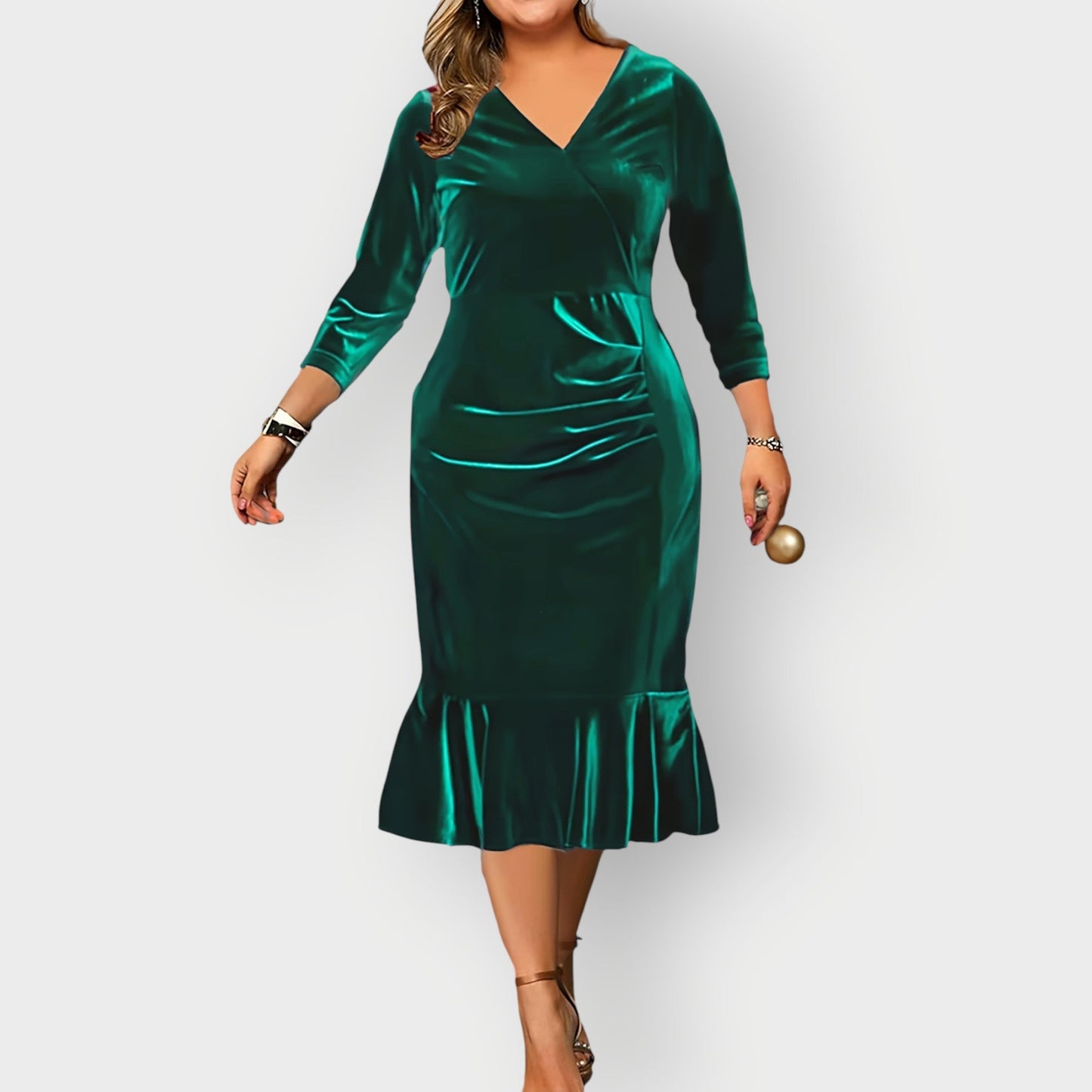 Elegant Velvet Flared Midi Dress