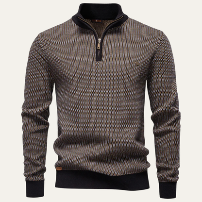Cozy Men's Thick Crew Neck Half Zip Sweater - Nocini
