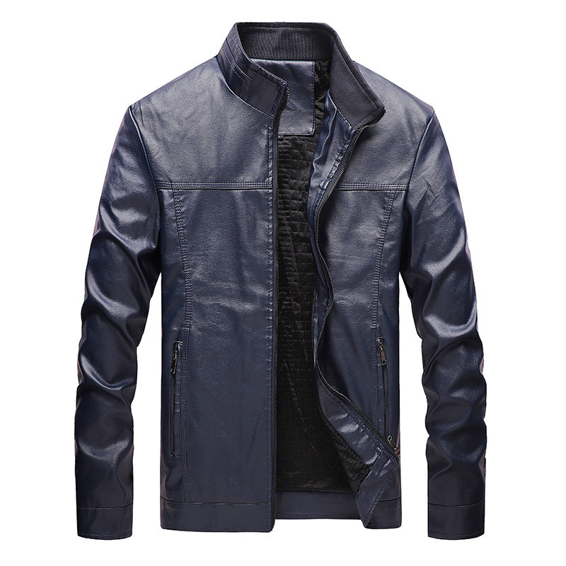 Men's Biker Jacket Slim Fit Faux Leather Zip Up - Nocini