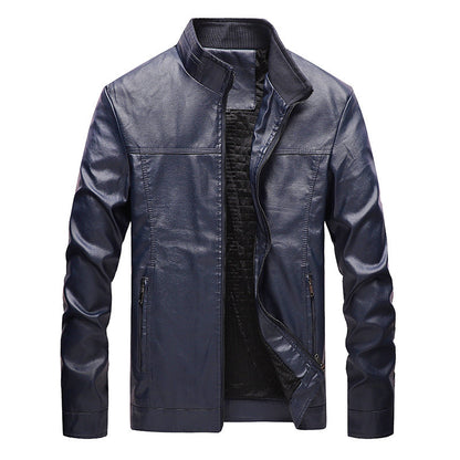 Men's Biker Jacket Slim Fit Faux Leather Zip Up - Nocini
