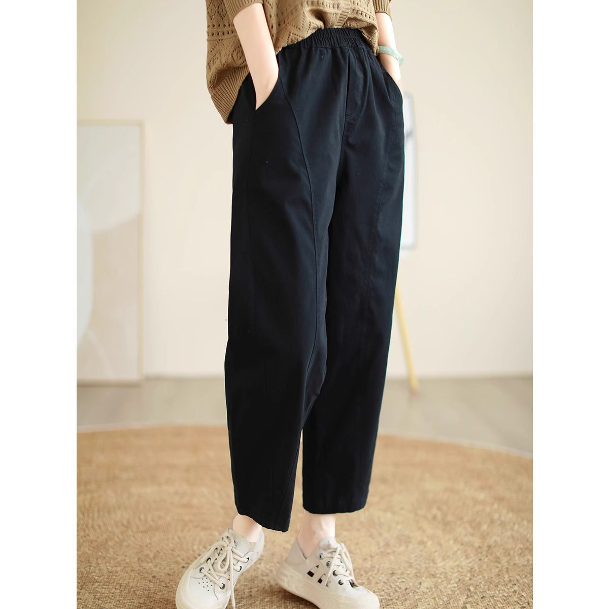 Comfortable Straight Leg Cotton Women's Pants - Olytrend