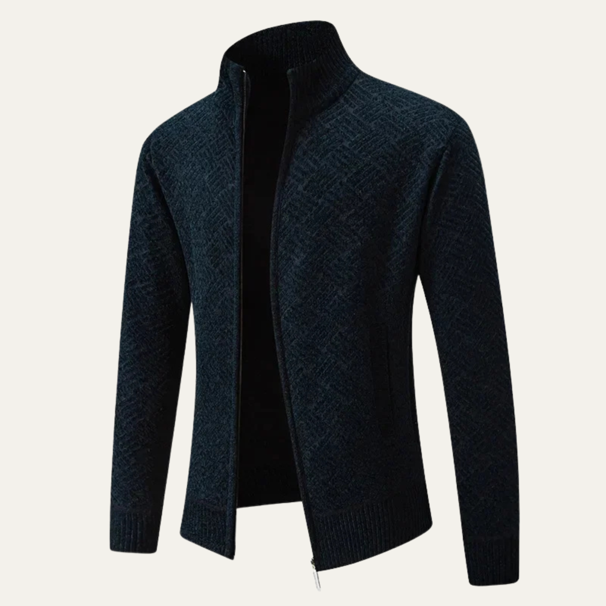 Cozy Mens Thick Fleece Lined Zip Up Cardigan