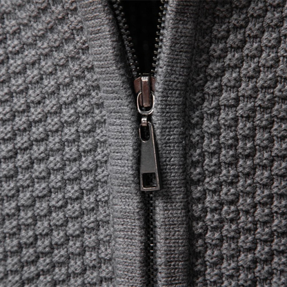 Men's Fit Cable Knit Zip Up Cardigan Sweater