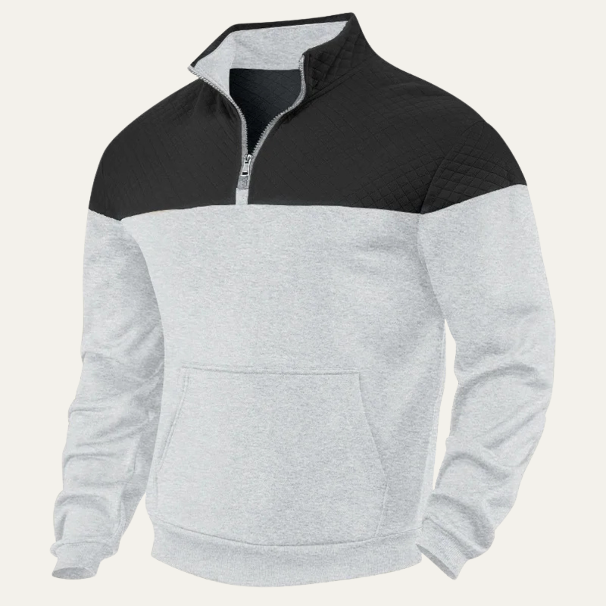 Men's Quilted Multicolor Block Half Zip Sweater