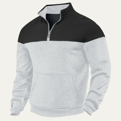 Men's Quilted Multicolor Block Half Zip Sweater
