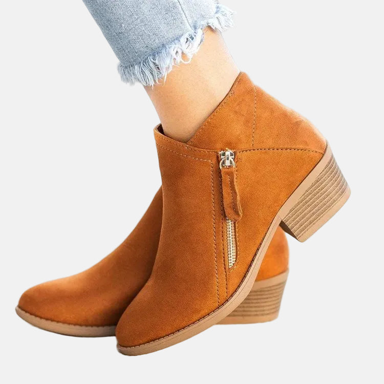 Classic Low Heel Zipper Ankle Boots for Women - Nocini
