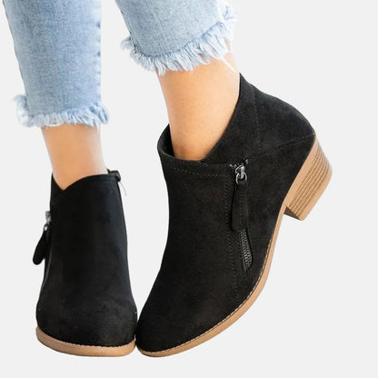 Low Heel Zipper Ankle Boots for Women - Chic Daily Wear