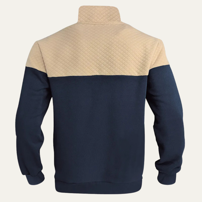 Men's Quilted Multicolor Block Half Zip Sweater