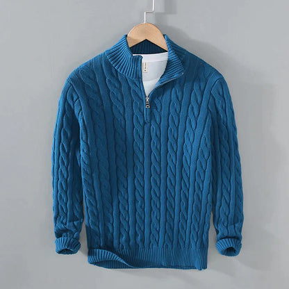Men's Thick Cable Knit Zip Sweater