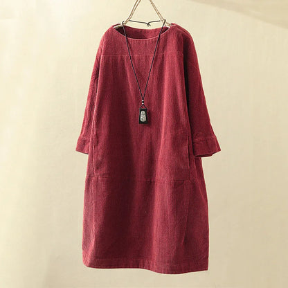 Comfy Corduroy Women's Long Sleeve Dress