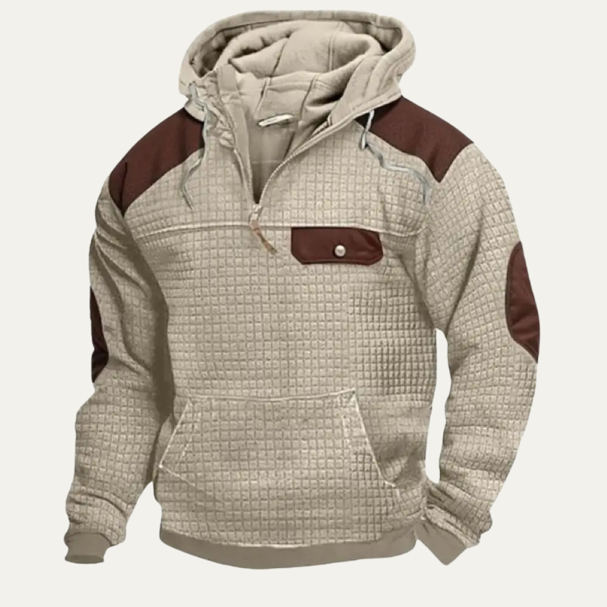Rugged Men's Corduroy Crew Neck Sweater with Patches