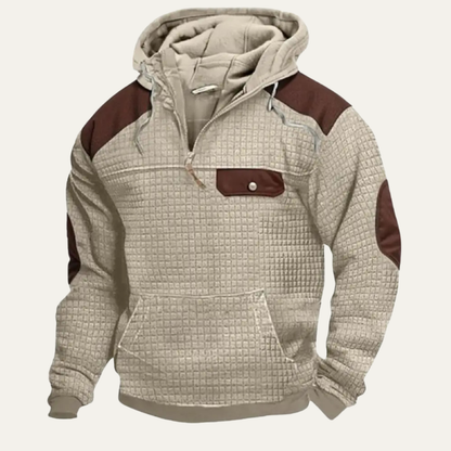Rugged Men's Corduroy Crew Neck Sweater with Patches