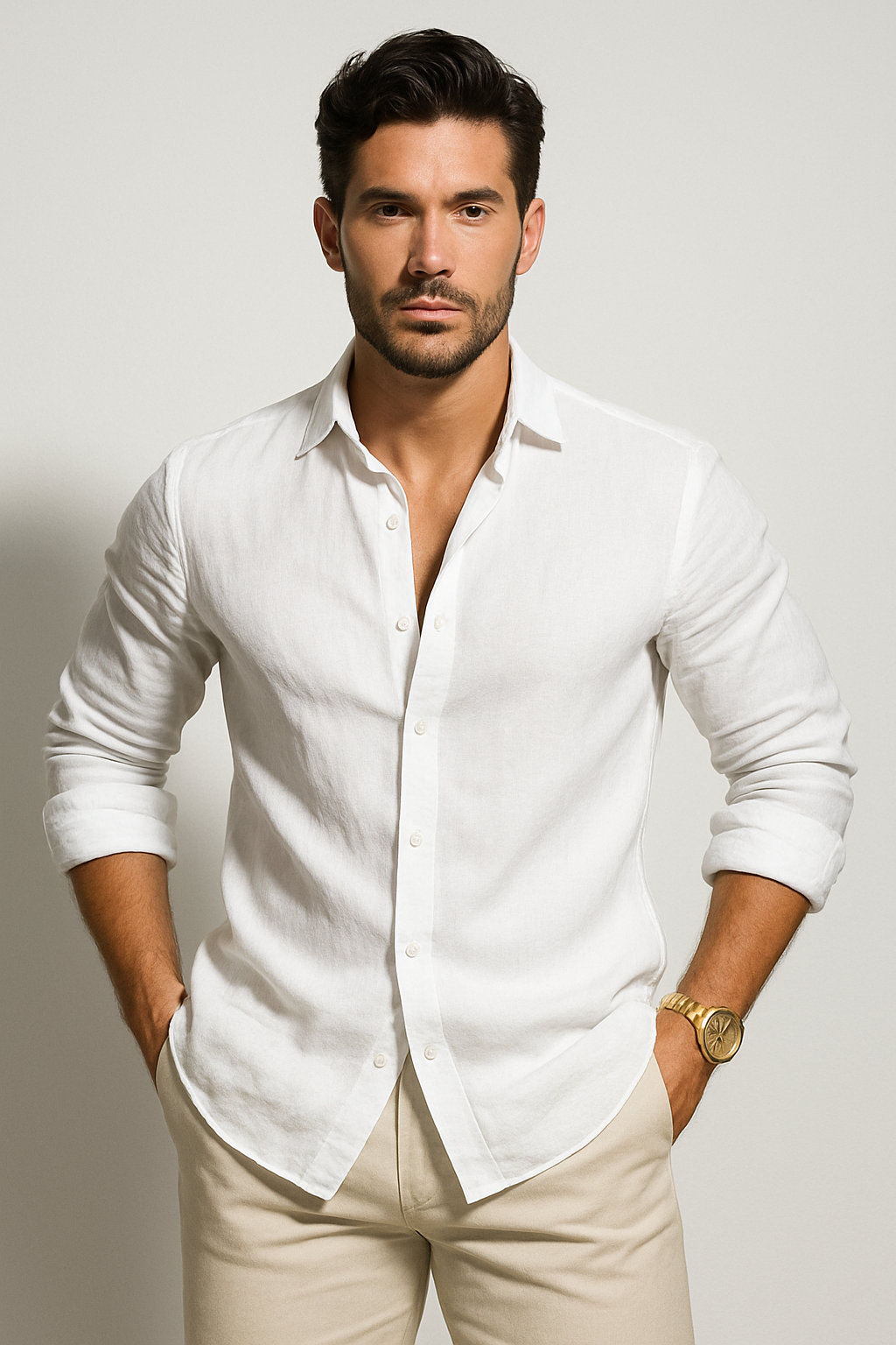 Men's Simple Relaxed Fit Long Sleeve Shirt - Nocini
