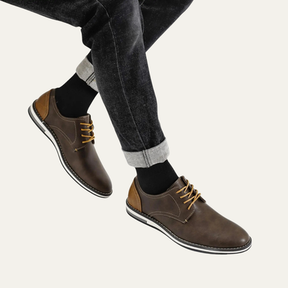 Classic Brown Leather Lace Up Sneakers