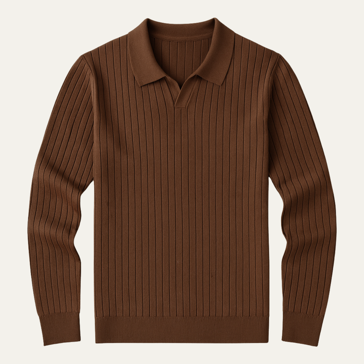 Men's Fitted Crew Neck Knit Polo Sweater - Nocini