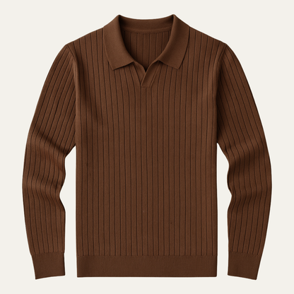 Men's Fitted Crew Neck Knit Polo Sweater - Nocini