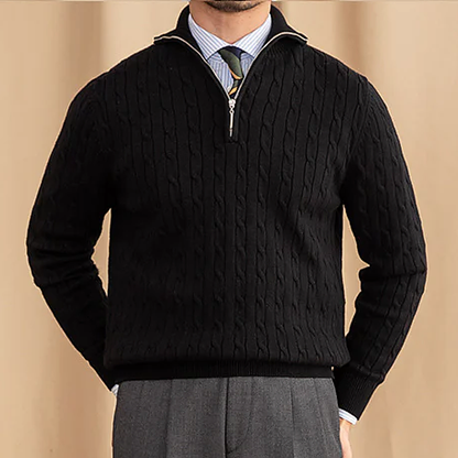 Classic Men's Cable Knit Half Zip Sweater