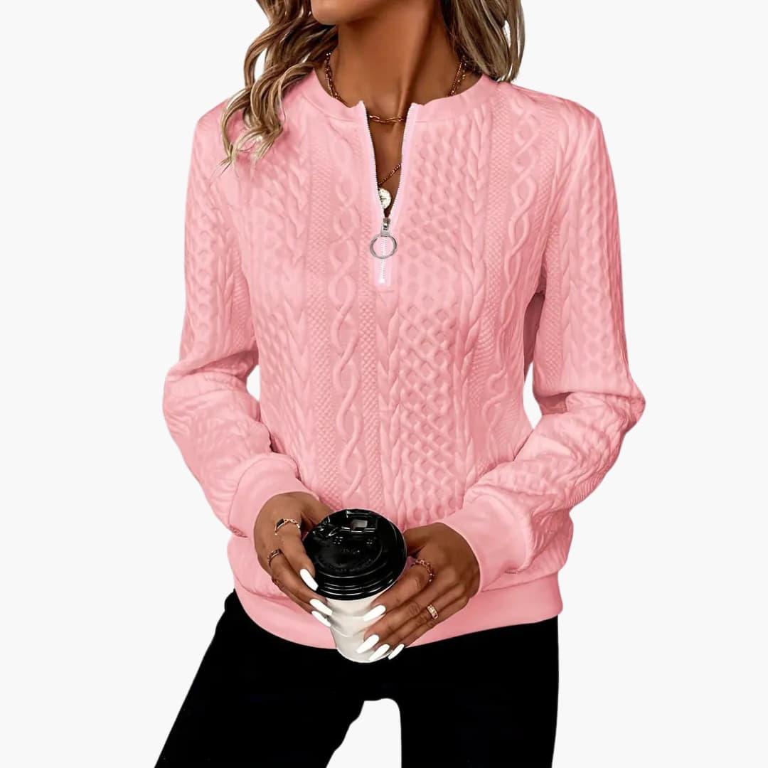 Women's Cable Knit Zip Up Sweater