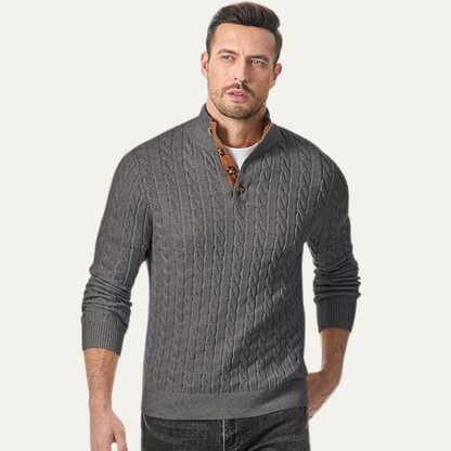 Classic Men's Crew Neck Cable Sweater