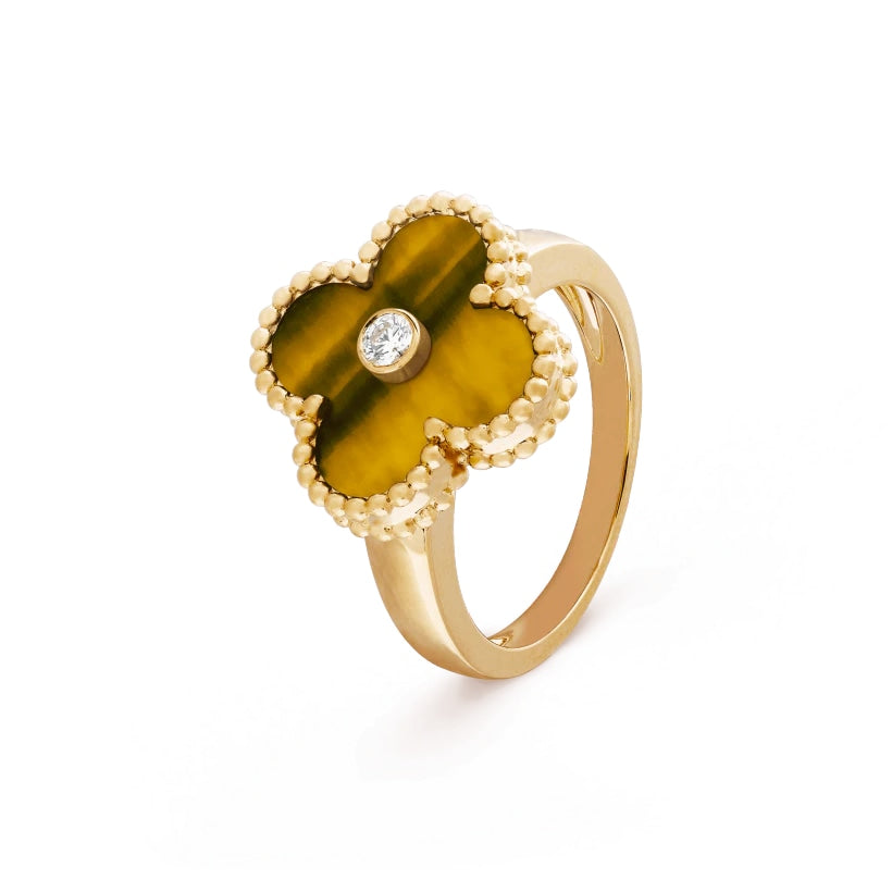 Luxury Silver Gold Plated Leaf Ring