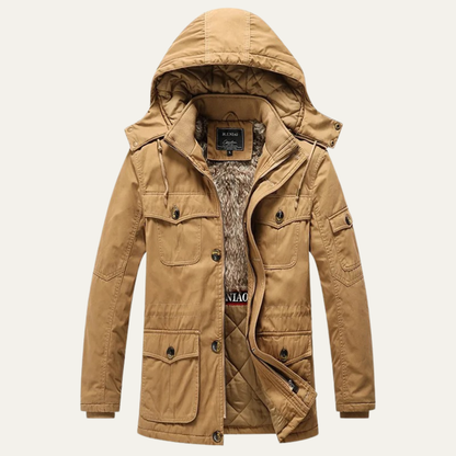 Warm Men's Fleece Lined Hooded Parka Coat - Nocini