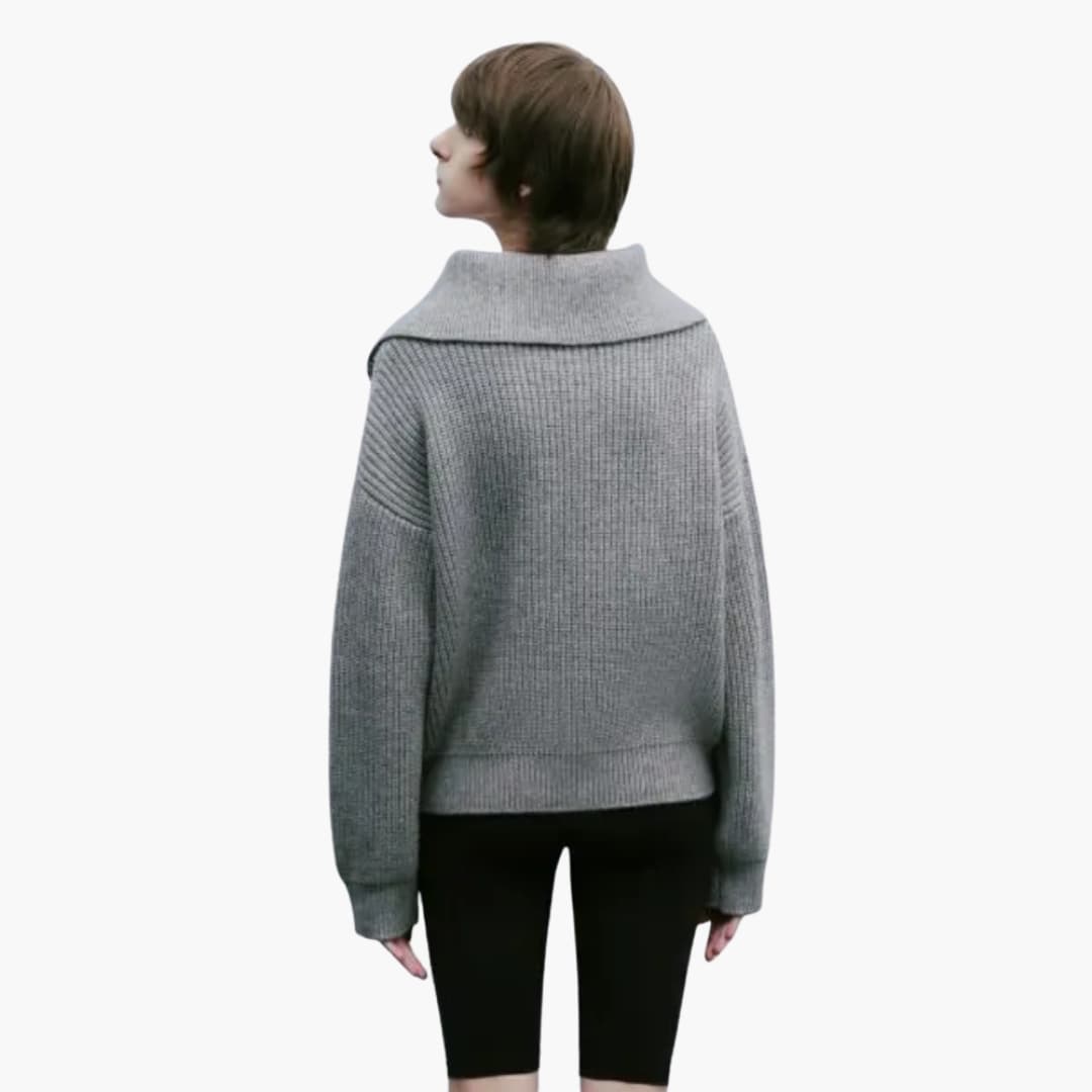 Women's Zip Up Ribbed Knit Sweater