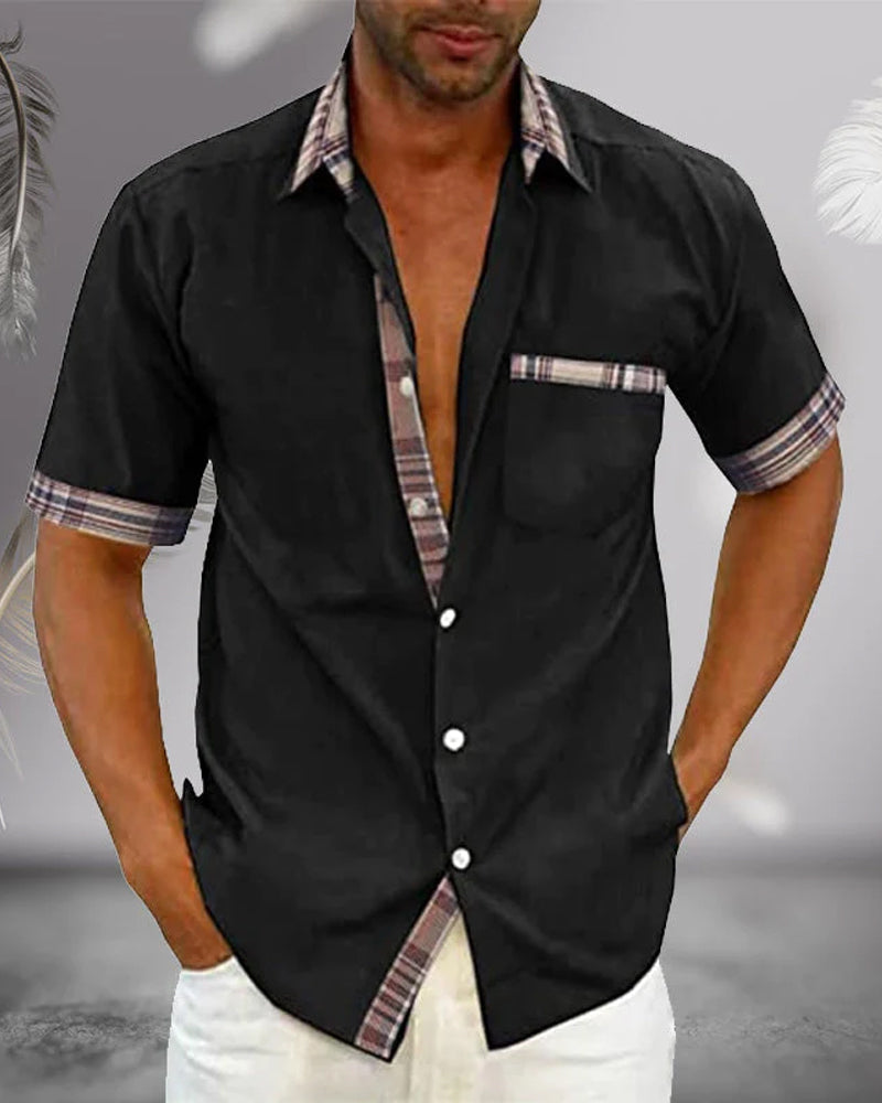 Casual Short Sleeve Check Shirt for Men