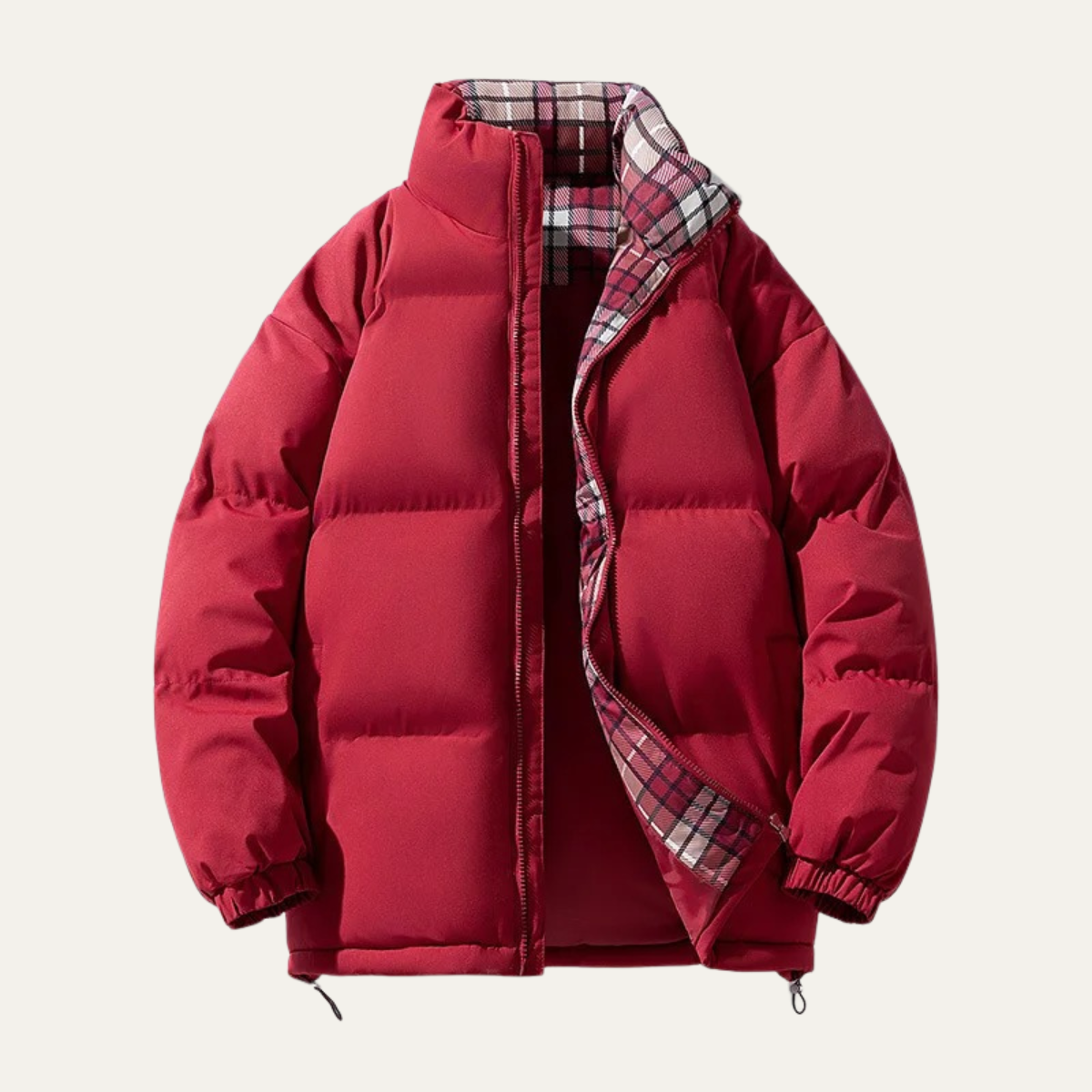 Warm Men's Puffer Coat with Stand Up Collar