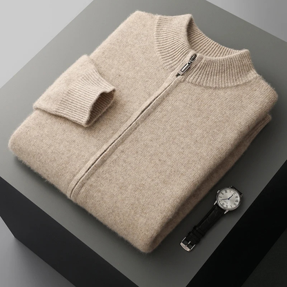 Premium Men's Soft Cashmere Zip Sweater