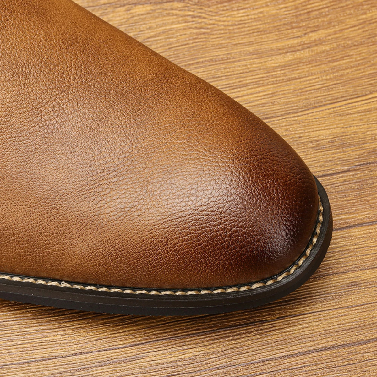 Classic Men's Leather Chelsea Ankle Boots with Stretch Sides