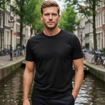 Comfortable Men's Classic Crew Neck Cotton Tee Shirt