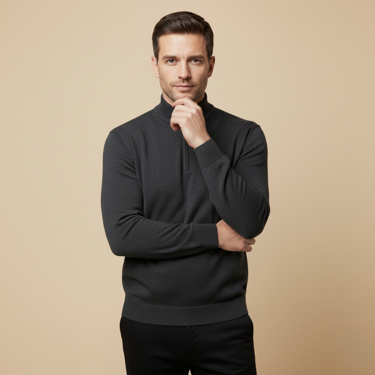 Men's Quarter Zip Fleece Pullover Sweater