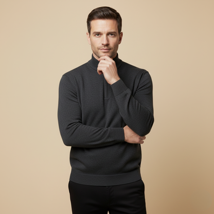 Men's Quarter Zip Fleece Pullover Sweater