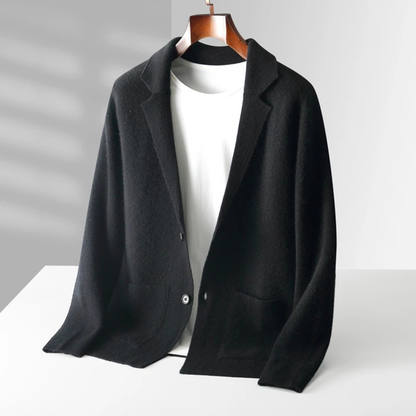 Comfortable Men's Merino Wool Crew Neck Cardigan Sweater