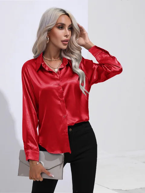 Classic Ladies Button Front Shirt Loose Fit
