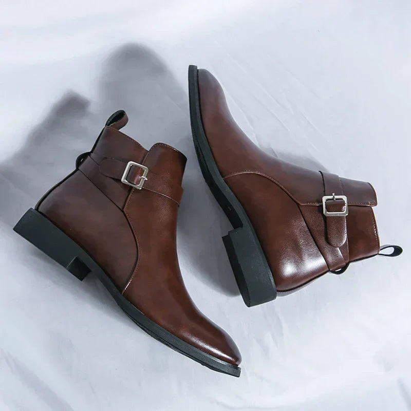Smart Mens Leather Ankle Boots