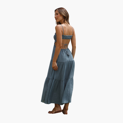 Flowy Long Dress for Women - Chic Tie Front Style