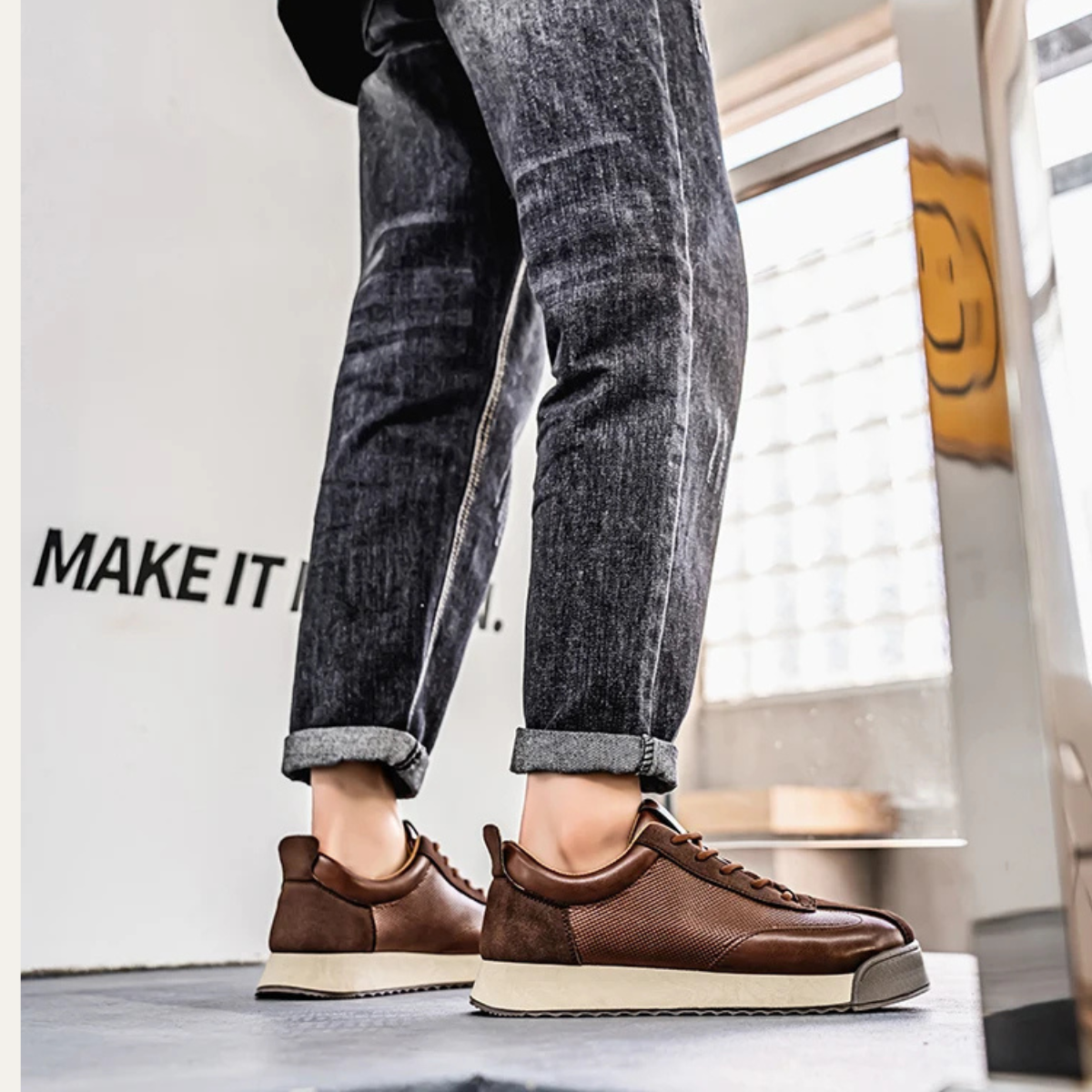Classic Vintage Leather Sneakers For Men