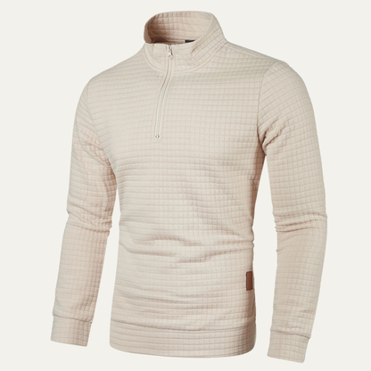 Slim Fit Men's Breathable Quilted Zip Sweater