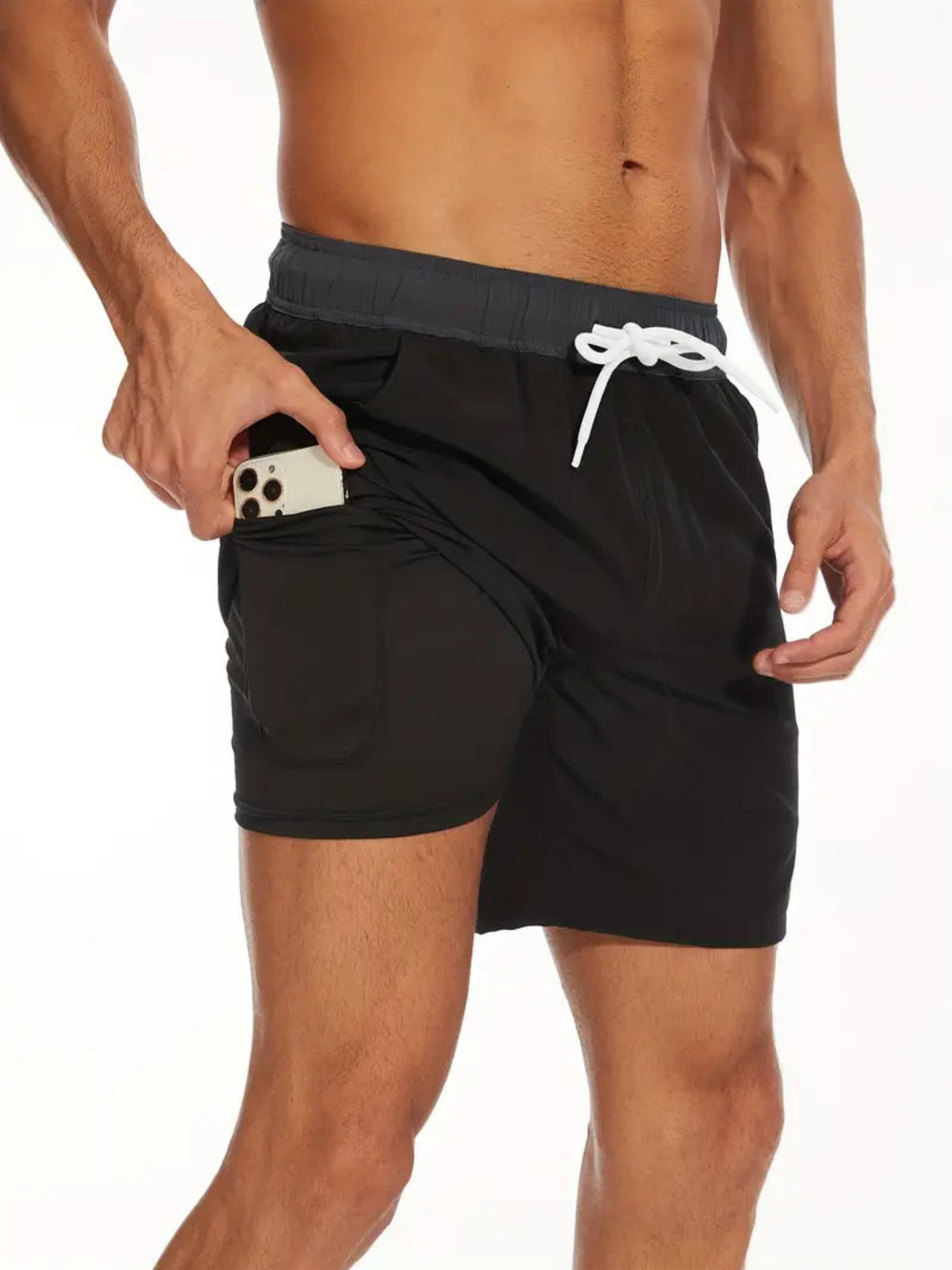 Waterproof Men's Swim Trunks Elastic Waist Quick Dry