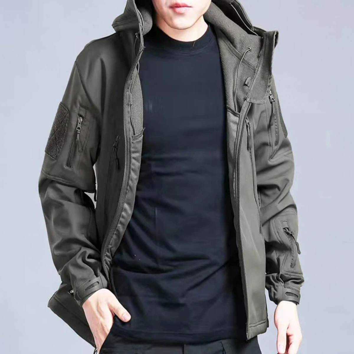 Waterproof Men's Fleece Lined Windbreaker Outdoor Jacket