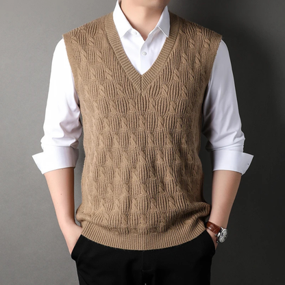 Cozy Men's Thick Cable Knit V Neck Sweater Vest