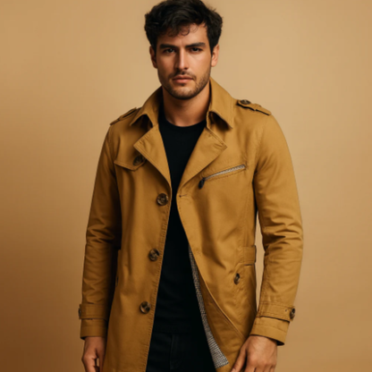 Classic Men's Double Breasted Water Repellent Trench Coat