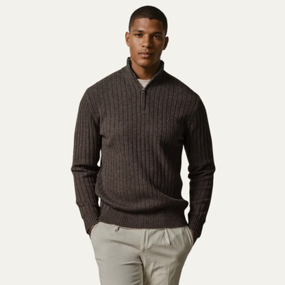 Soft Men's Cotton Half Zip Knit Sweater