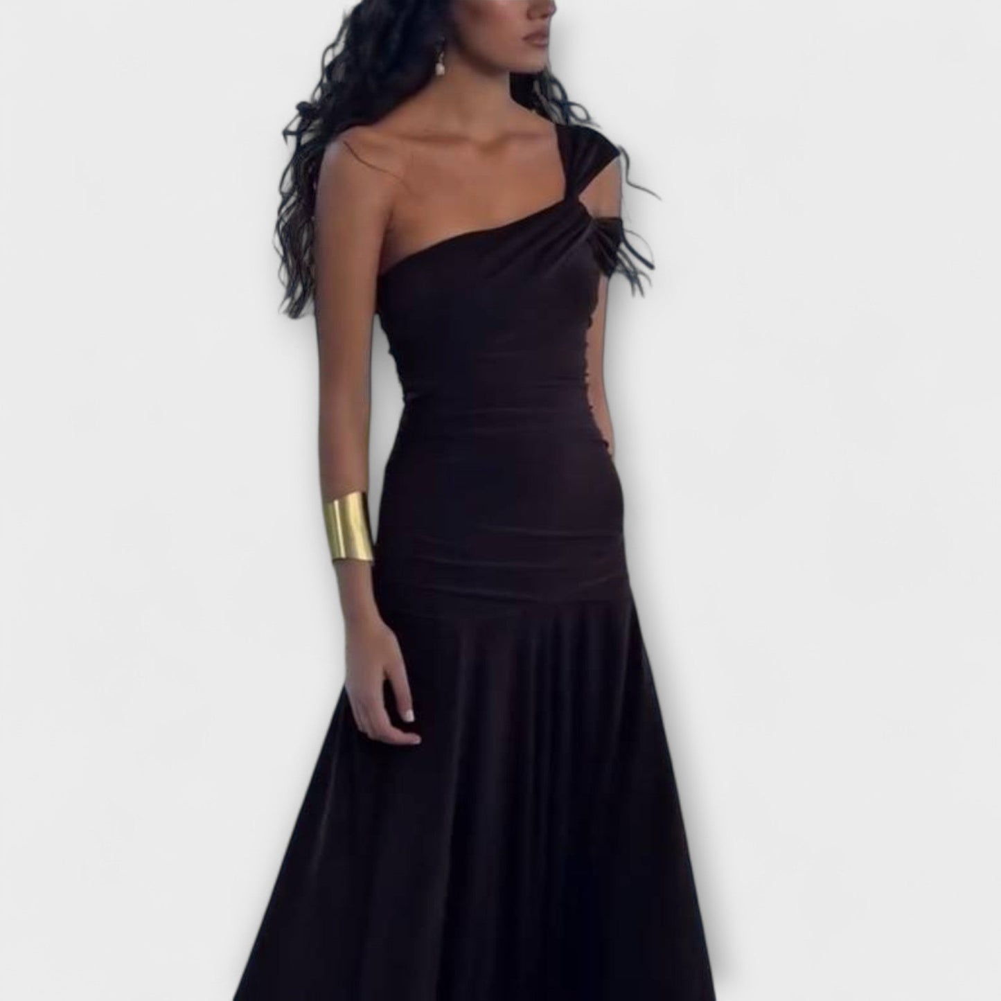 Elegant Cold Shoulder Long Evening Dress