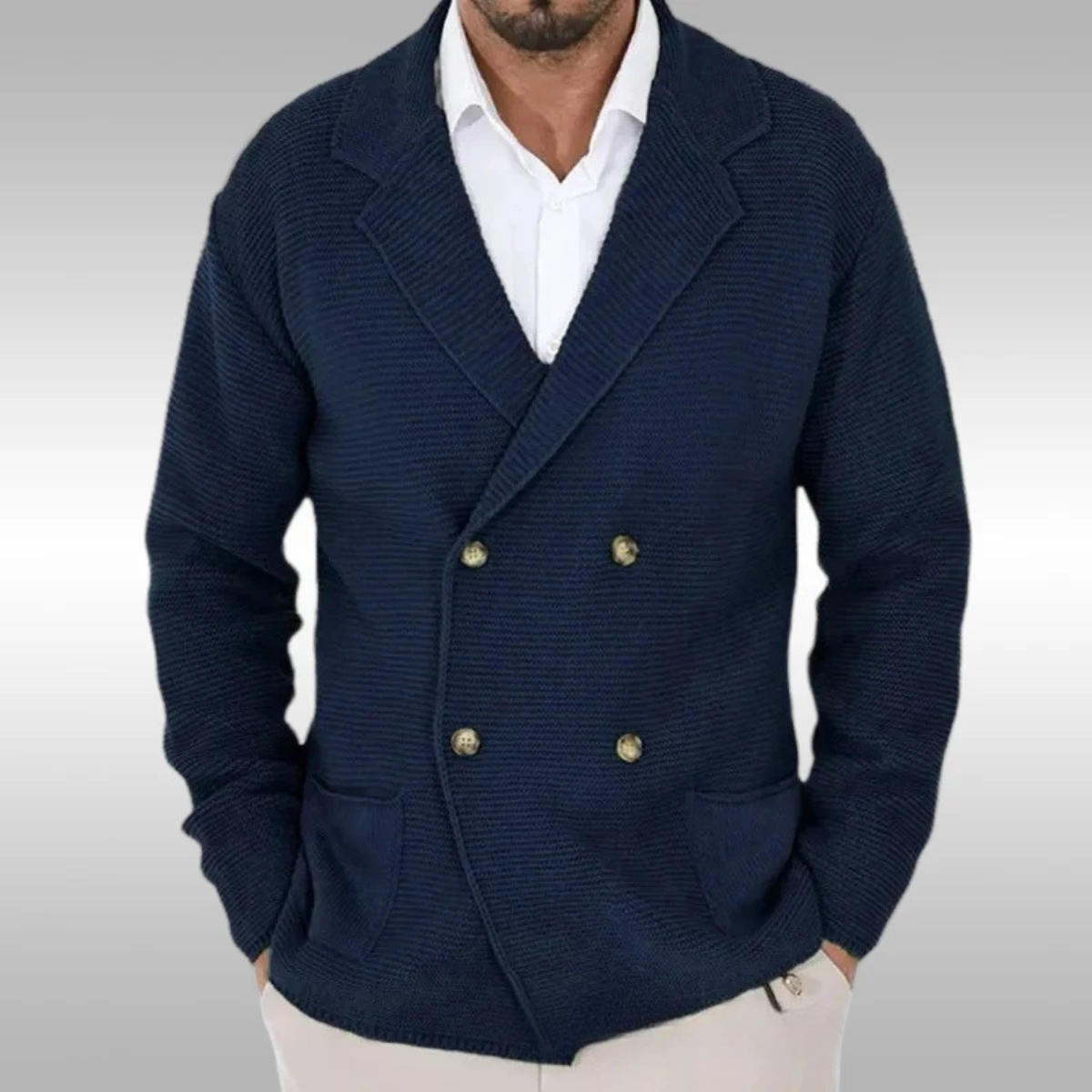 Classic Men's Double Breasted Knit Sweater
